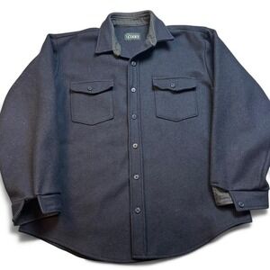 Vintage Codet Heavy Wool Mens Shirt shacket XXL Navy Blue Pockets Coat